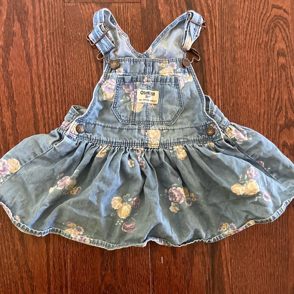Oshkosh Flora Denim Overall Dress 12 months